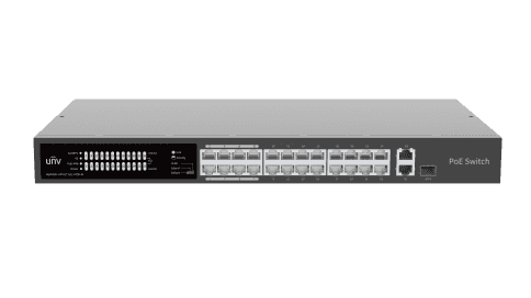 NSW2020-24T1GT1GC-LPOE-IN 24×100Mbps PoE ports (RJ45)+ 1×1000Mbps Gigaethernet ports +1×1000Mbps Combo ports 225 W