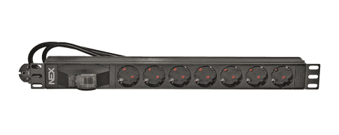 PDU-7-braker PDU - 7 Socket Schuko Power Stripe 19" 1U braker