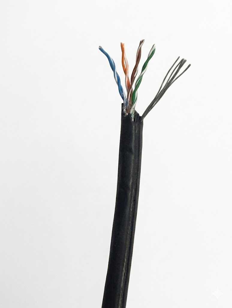 ქსელის კაბელი გარე მონტაჟის (ტროსით) CAT 5e U/UTP 4x2x24 AWG-CU - PE - DATA CABLE with MESSENGER (Z11441-AP)