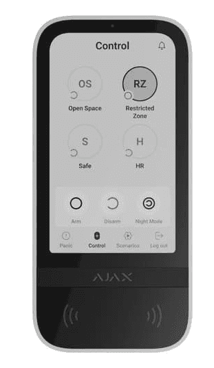 სენსორული კლავიატურა Ajax KeyPad TouchScreen (8EU) ASP White